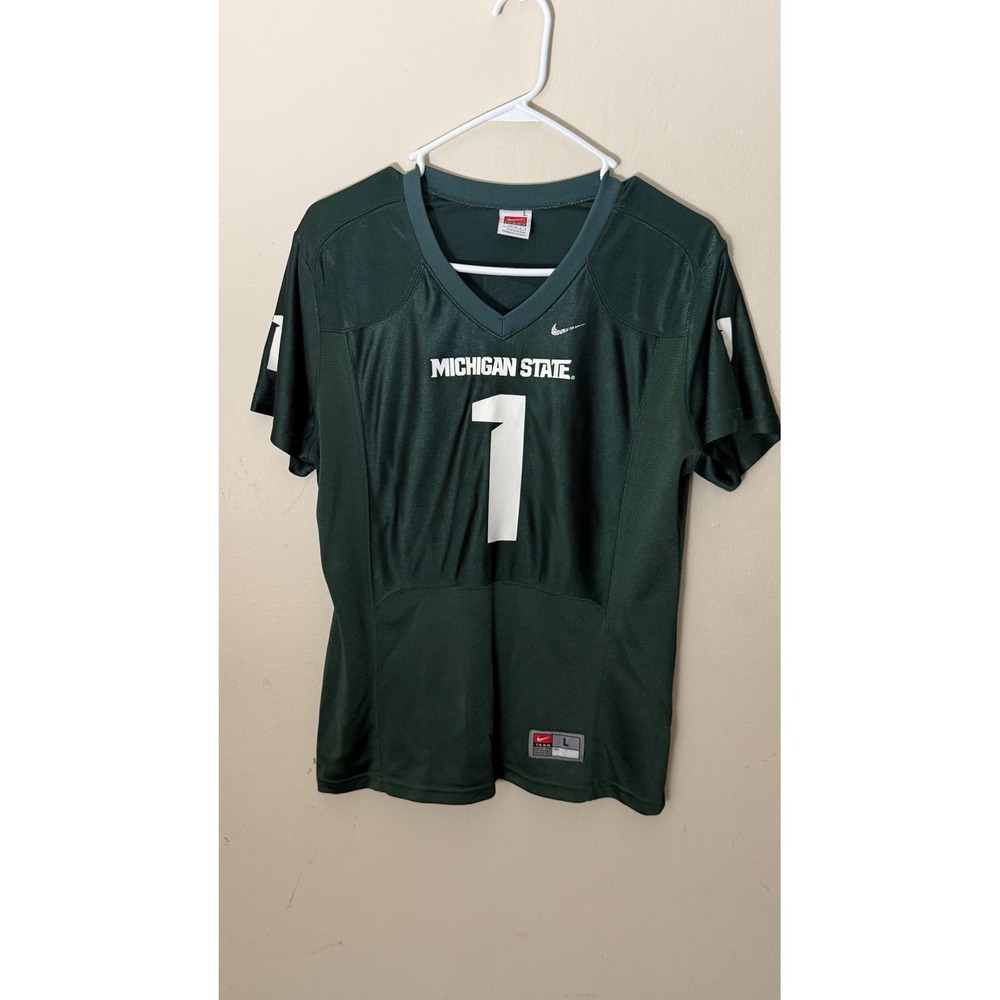 Nike Vintage  Michigan State Spartans Jersey #1 Football Green Kids Size L